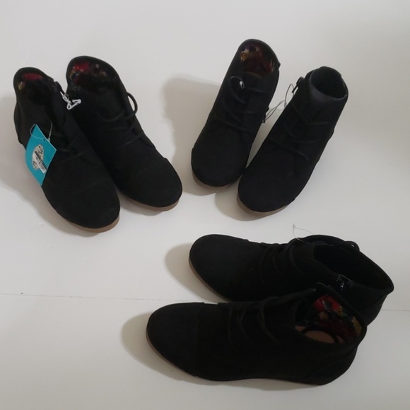 NEW Black Wedge Booties Little Girl Sz 2 & 13 Boot - Picture 7 of 7